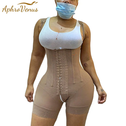 Fajas Colombianas Women's High Compression Garments Double Pressure Abdominal Shaping Slimming with Bone Butt lift Body Shaper